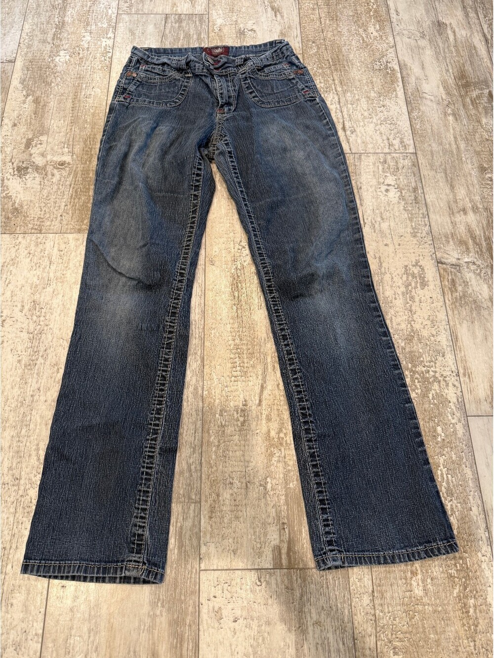 Angels Womens 8 Blue Jeans Embellished Pockets Y2K Low Rise